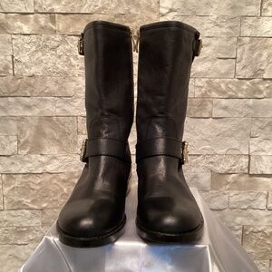 Vince Camuto Winchell Black Leather Moto Boots
